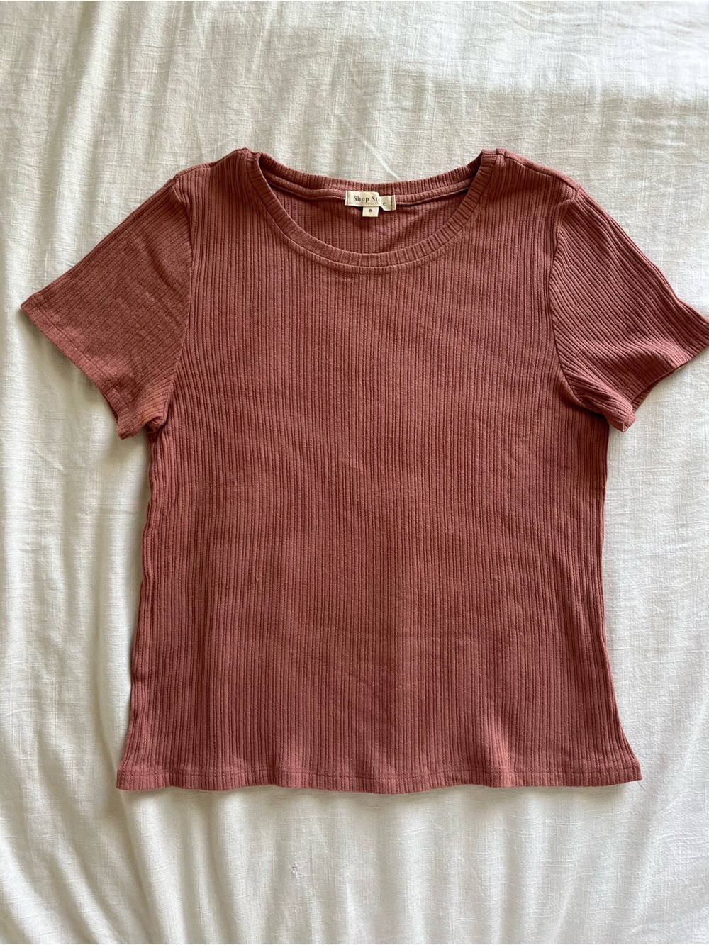 Shop Stevie Ribbed Short Sleeve Tee Mauve Rosewood